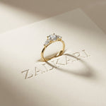 Round Lab Grown Diamond Elara Three Stone Ring For Her