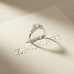 Round Lab Grown Diamond Elara Three Stone Ring For Her