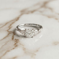 Round Lab Grown Diamond Elara Three Stone Ring For Her