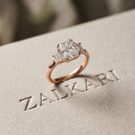 Radiant Lab Grown Diamond Vertex Three Stone Ring For Her