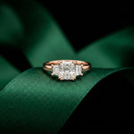 Radiant Lab Grown Diamond Vertex Three Stone Ring For Her