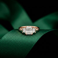 Radiant Lab Grown Diamond Vertex Three Stone Ring For Her