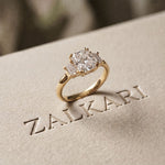 Radiant Lab Grown Diamond Vertex Three Stone Ring For Her