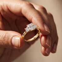 Radiant Lab Grown Diamond Vertex Three Stone Ring For Her