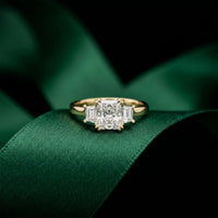 Radiant Lab Grown Diamond Vertex Three Stone Ring For Her