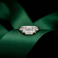 Radiant Lab Grown Diamond Vertex Three Stone Ring For Her