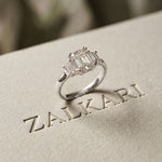 Emerald Lab Grown Diamond Vertex Three Stone Ring For Her