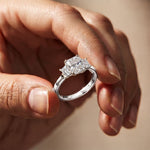 Radiant Lab Grown Diamond Vertex Three Stone Ring For Her