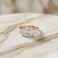 Emerald &  Square Lab Grown Diamond Meridian Three Stone Ring For Her