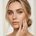 Emerald &  Square Lab Grown Diamond Meridian Three Stone Ring For Her