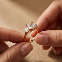 Emerald &  Square Lab Grown Diamond Meridian Three Stone Ring For Her