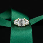 Emerald &  Square Lab Grown Diamond Meridian Three Stone Ring For Her
