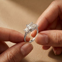 Emerald &  Square Lab Grown Diamond Meridian Three Stone Ring For Her