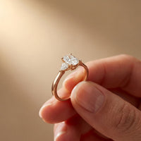 Cushion Lab Grown Diamond Lyriana Three Stone Ring For Her