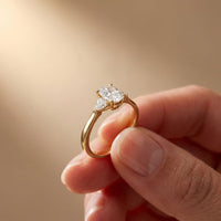Cushion Lab Grown Diamond Lyriana Three Stone Ring For Her