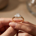 Trivelle Emerald Lab Grown Diamond Three Stone Ring For Her