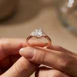 Trivelle Emerald Lab Grown Diamond Three Stone Ring For Her