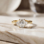 Trivelle Emerald Lab Grown Diamond Three Stone Ring For Her