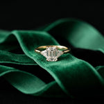 Trivelle Emerald Lab Grown Diamond Three Stone Ring For Her