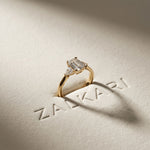Trivelle Emerald Lab Grown Diamond Three Stone Ring For Her