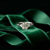 Trivelle Emerald Lab Grown Diamond Three Stone Ring For Her