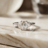 Trivelle Emerald Lab Grown Diamond Three Stone Ring For Her