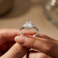 Trivelle Emerald Lab Grown Diamond Three Stone Ring For Her