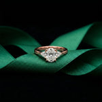 Oval Crest Lab Grown Diamond Three Stone Ring For Her
