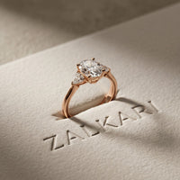 Oval Crest Lab Grown Diamond Three Stone Ring For Her