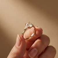 Oval Crest Lab Grown Diamond Three Stone Ring For Her