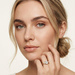 Oval Crest Lab Grown Diamond Three Stone Ring For Her
