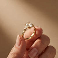 Oval Crest Lab Grown Diamond Three Stone Ring For Her