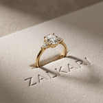 Oval Crest Lab Grown Diamond Three Stone Ring For Her