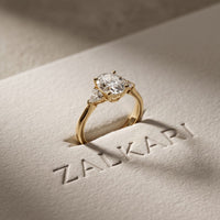 Oval Crest Lab Grown Diamond Three Stone Ring For Her