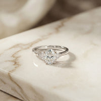 Oval Crest Lab Grown Diamond Three Stone Ring For Her