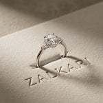 Oval Crest Lab Grown Diamond Three Stone Ring For Her