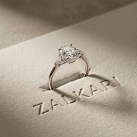 Oval Crest Lab Grown Diamond Three Stone Ring For Her
