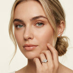 Oval Crest Lab Grown Diamond Three Stone Ring For Her