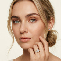 Oval Crest Lab Grown Diamond Three Stone Ring For Her