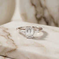 1.4CTW Emerald Arcadia Lab Grown Diamond Three Stone Ring For Her