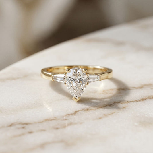 1.40CTW Valora Pear Poise Lab Grown Diamond Ring For Her
