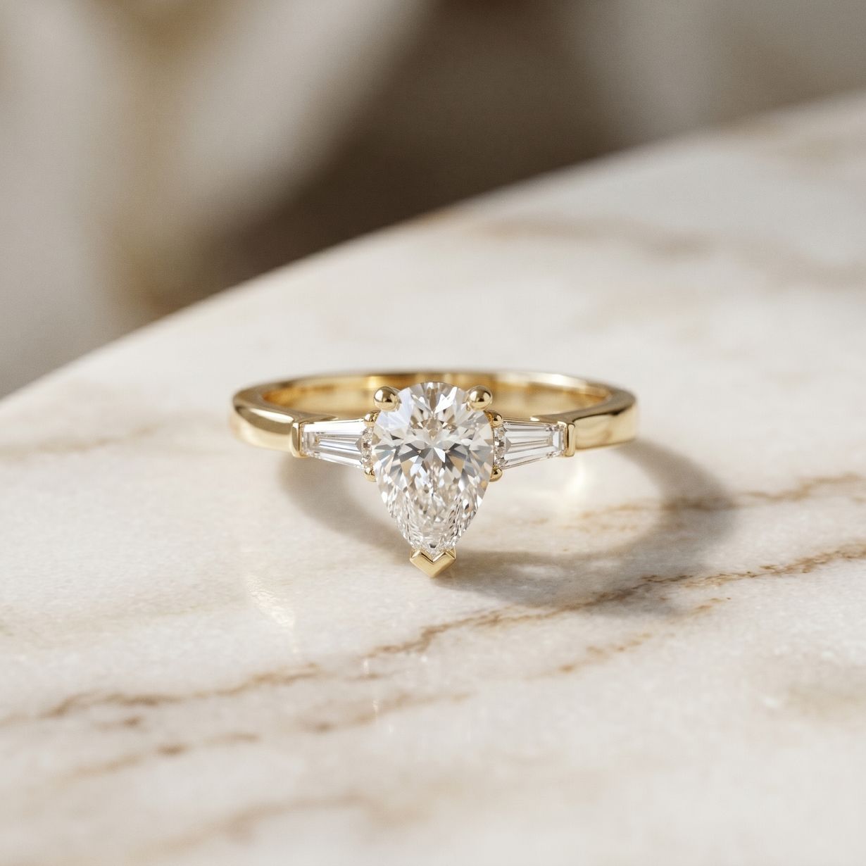1.40CTW Valora Pear Poise Lab Grown Diamond Ring For Her