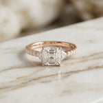 2CTW Elaris Asscher Lab Grown Three Stone Diamond Ring For Her