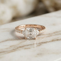2CTW Elaris Asscher Lab Grown Three Stone Diamond Ring For Her
