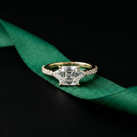 2CTW Elaris Asscher Lab Grown Three Stone Diamond Ring For Her
