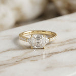 2CTW Elaris Asscher Lab Grown Three Stone Diamond Ring For Her