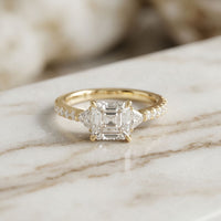 2CTW Elaris Asscher Lab Grown Three Stone Diamond Ring For Her