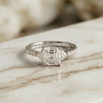 2CTW Elaris Asscher Lab Grown Three Stone Diamond Ring For Her