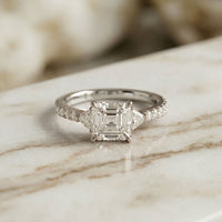 2CTW Elaris Asscher Lab Grown Three Stone Diamond Ring For Her