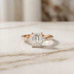 2CTW Emerald Lab Grown Diamond Three Stone Caelora Ring